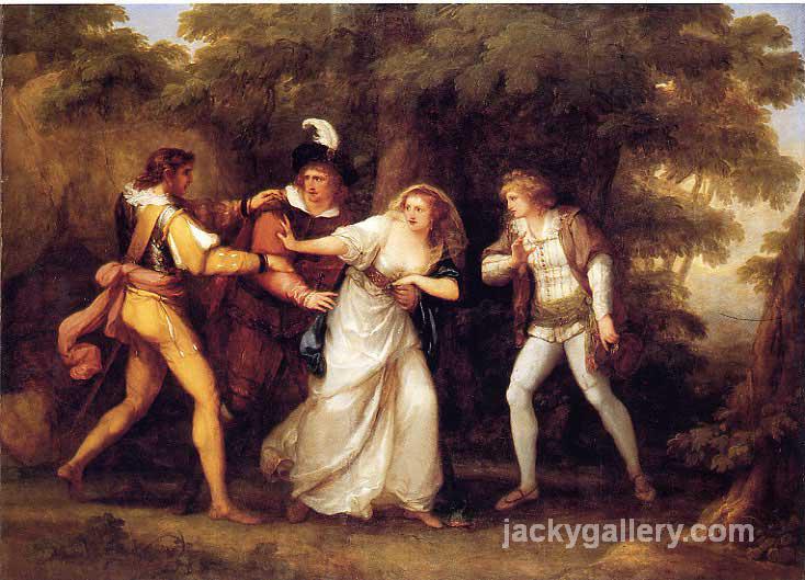Valentine Rescues Silvia in The Two Gentlemen of Verona, Angelica Kauffman painting